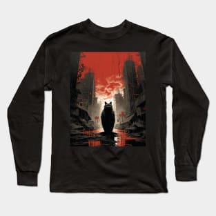 Catzilla Halloween Black Cat Long Sleeve T-Shirt